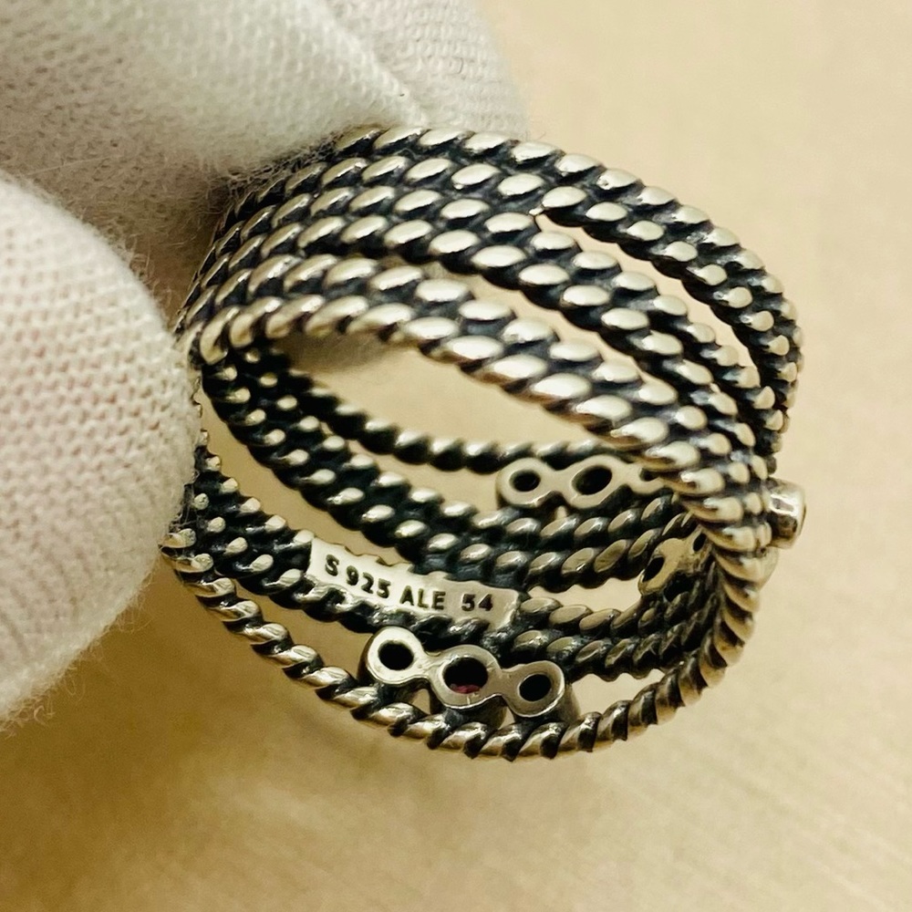 EUC Pandora 190863RHL 925 Sterling Silver Hidden Romance Ring w/ Rhodolite Stone - Picture 16 of 17